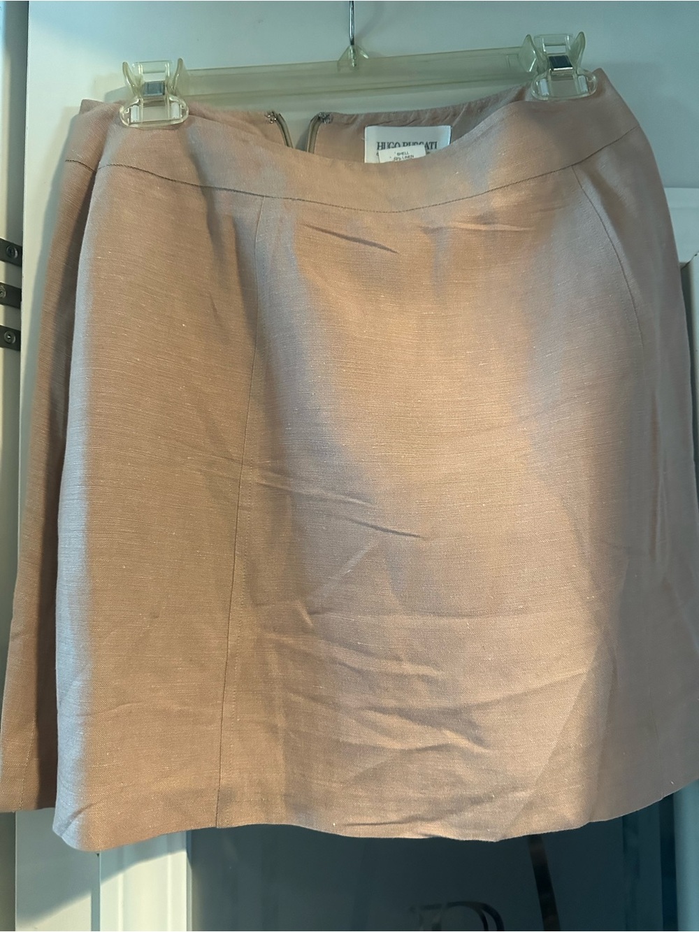 Hugo Buscati Shimmering Pale Pink A-Line Mini Skirt